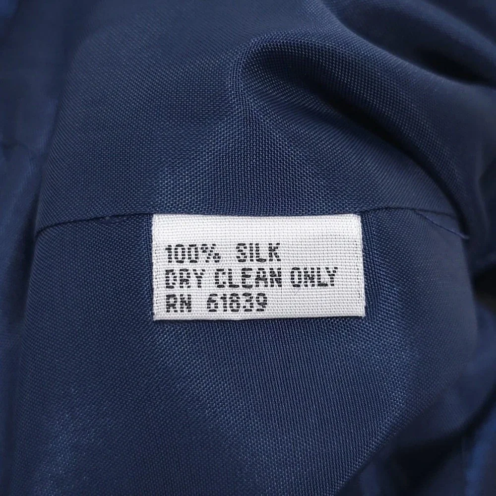 TERI JON Rickie Freeman SET 100% SILK Size 6 Tie Blazer Jacket + Maxi Skirt Navy